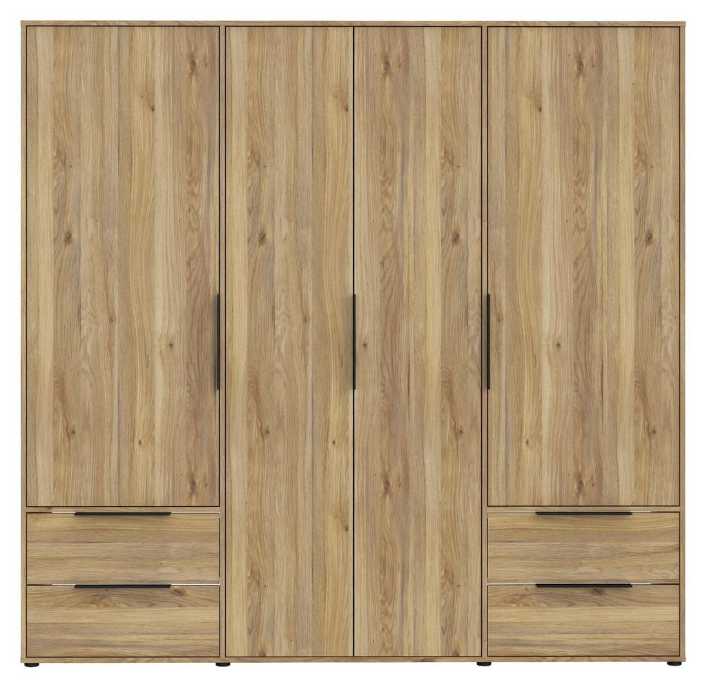 Furniture24 Kleiderschrank Orkney Okys841-D108 Schrank 205.9 X 200.1 X 59 Cm Mauvella Eiche Drehtürenschrank