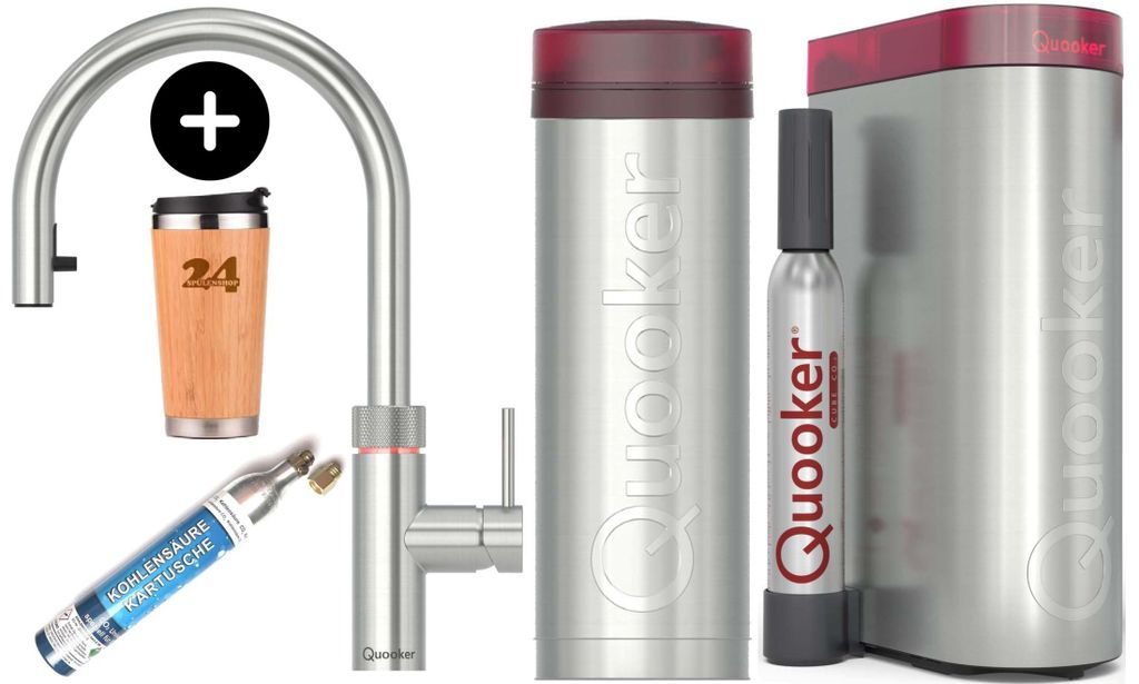 QUOOKER FLEX Zugauslauf Edelstahl VAQ PRO3 mit CUBE 2  Produktbild 