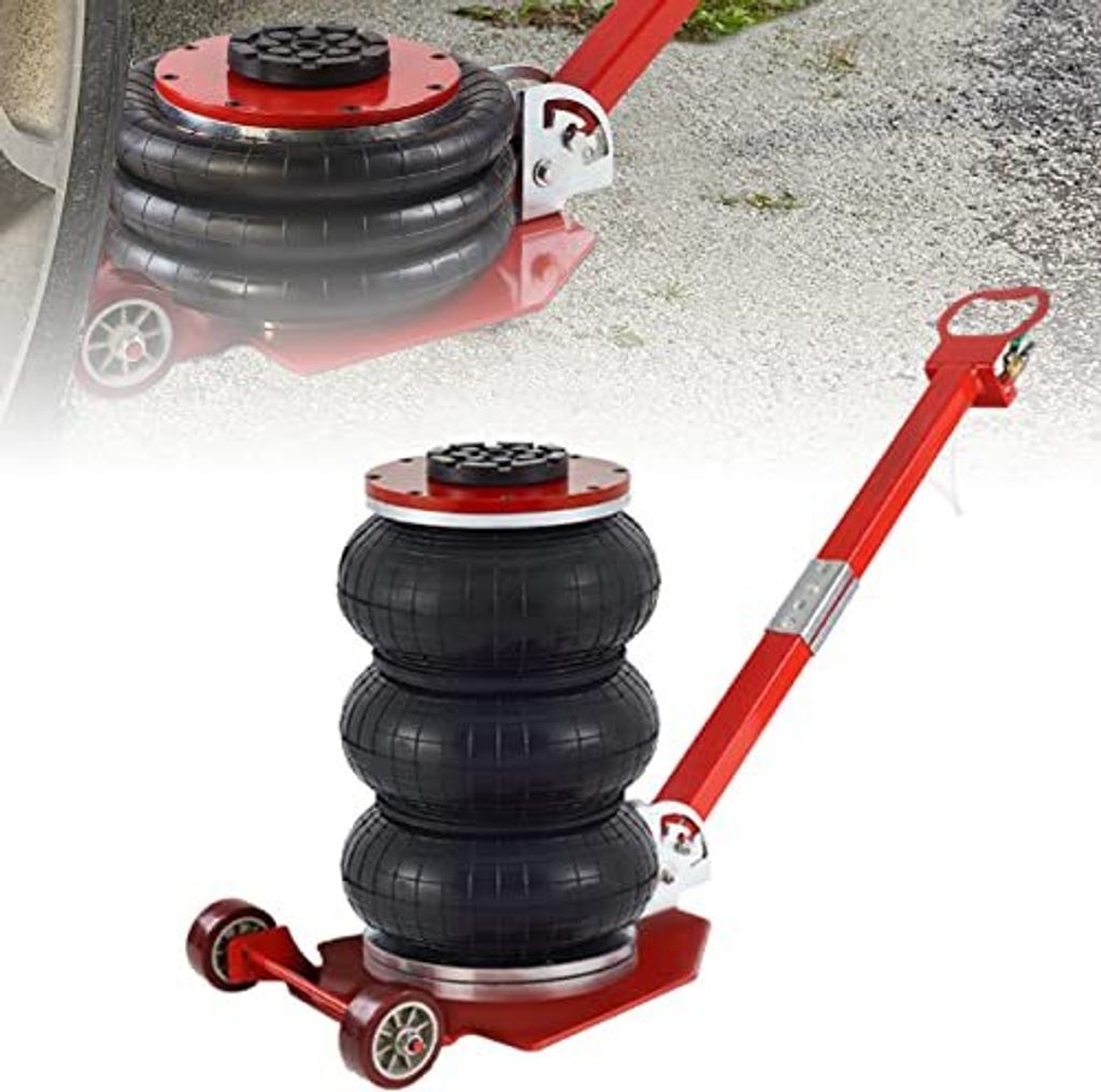 NAIZY 3T Pneumatischer Wagenheber Luftkissen Wagenheber Luftheber Luftwagenheber Air Jack 6600LBS Kapazität für Familienautos LKW PKW, Rot