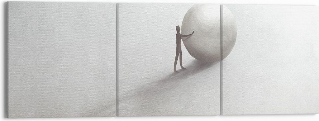 Bild auf Leinwand - Leinwandbild - 3 Teile - Sisyphus Arbeit Symbol - 150x50cm - Wand Bild - Wanddeko - Wandbilder - Leinwanddruck - Bilder - Wandd...