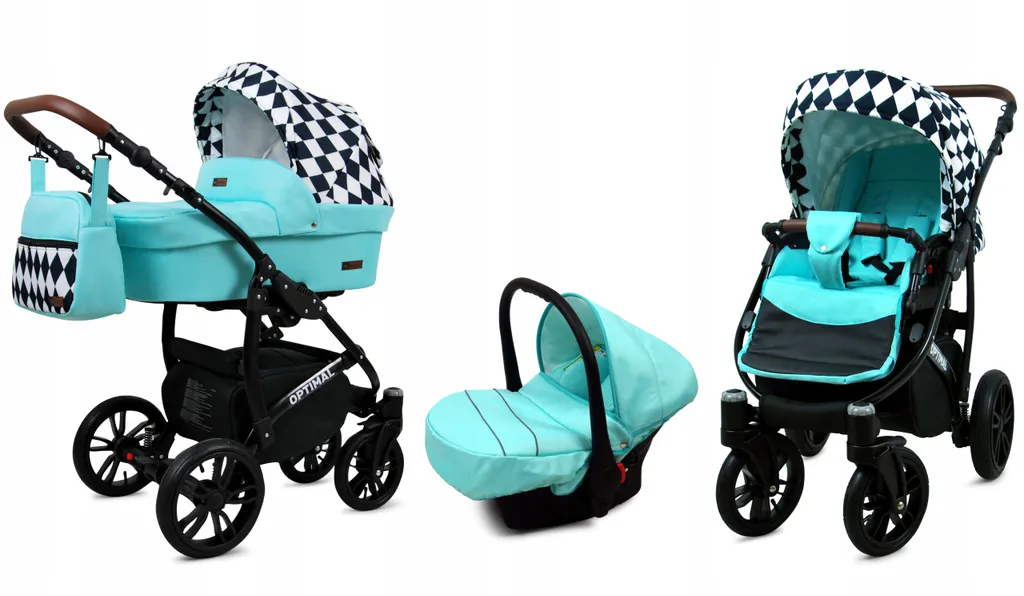 BabyLux® Optimal Kit Chaton 3en1 Mint Diamond - Poussette Combinée Trio