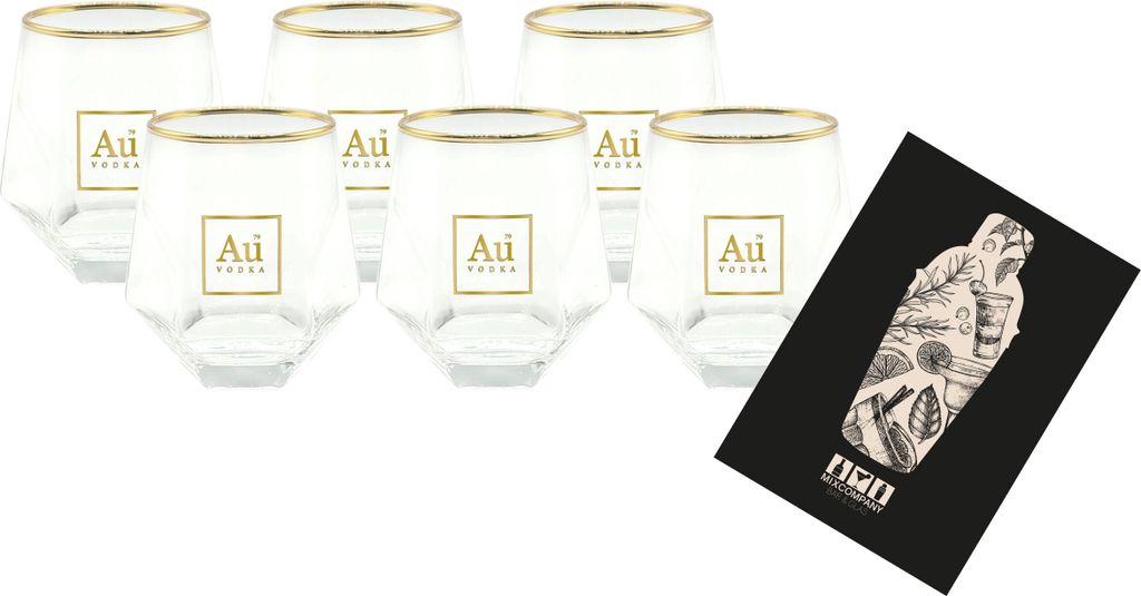 Au Vodka Diamond Cut Acrylglas 6er Set Tumbler Glas aus Hartplastik