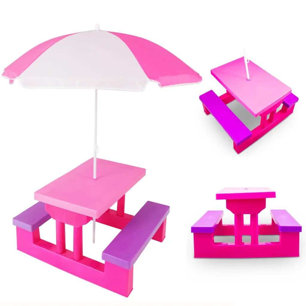 Tavolo Giardino Bambini Rosa: Il Set Picnic Ideale con Ombrellone UV