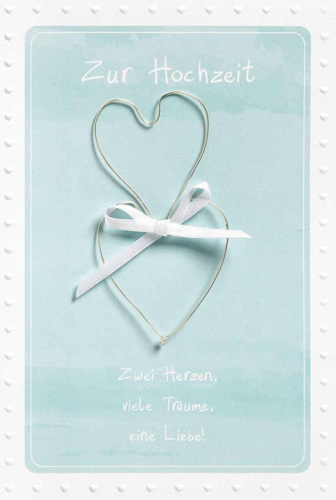 Zur Hochzeit Glückwunschkarte mit Umschlag 2 Herzen viele Träume eine Liebe