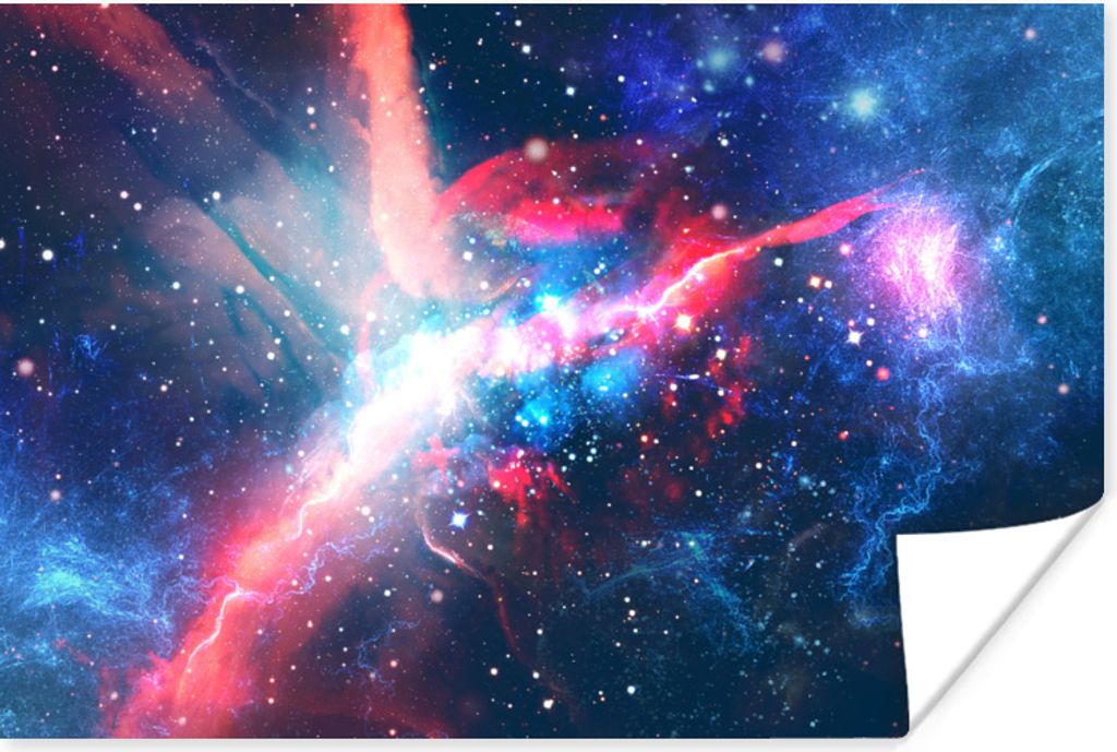 MuchoWow Poster Raum - Licht - Blau 90x60 cm - Schlafzimmer