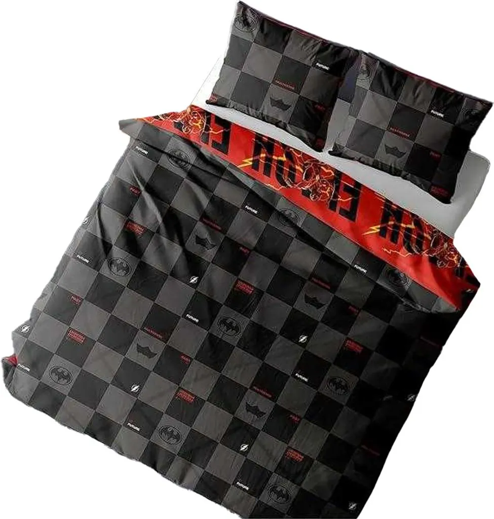 Linge de lit Flash TC138 bicolore réversible Noir Rouge Jaune robuste - 3