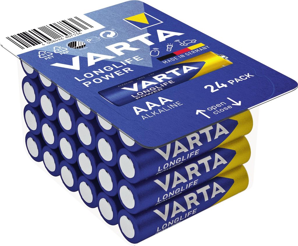 Varta AAA, LR03, 1,5V, Alkali, Zylindrická, 1,5V, 4,45 cm, Obrázek produktu 