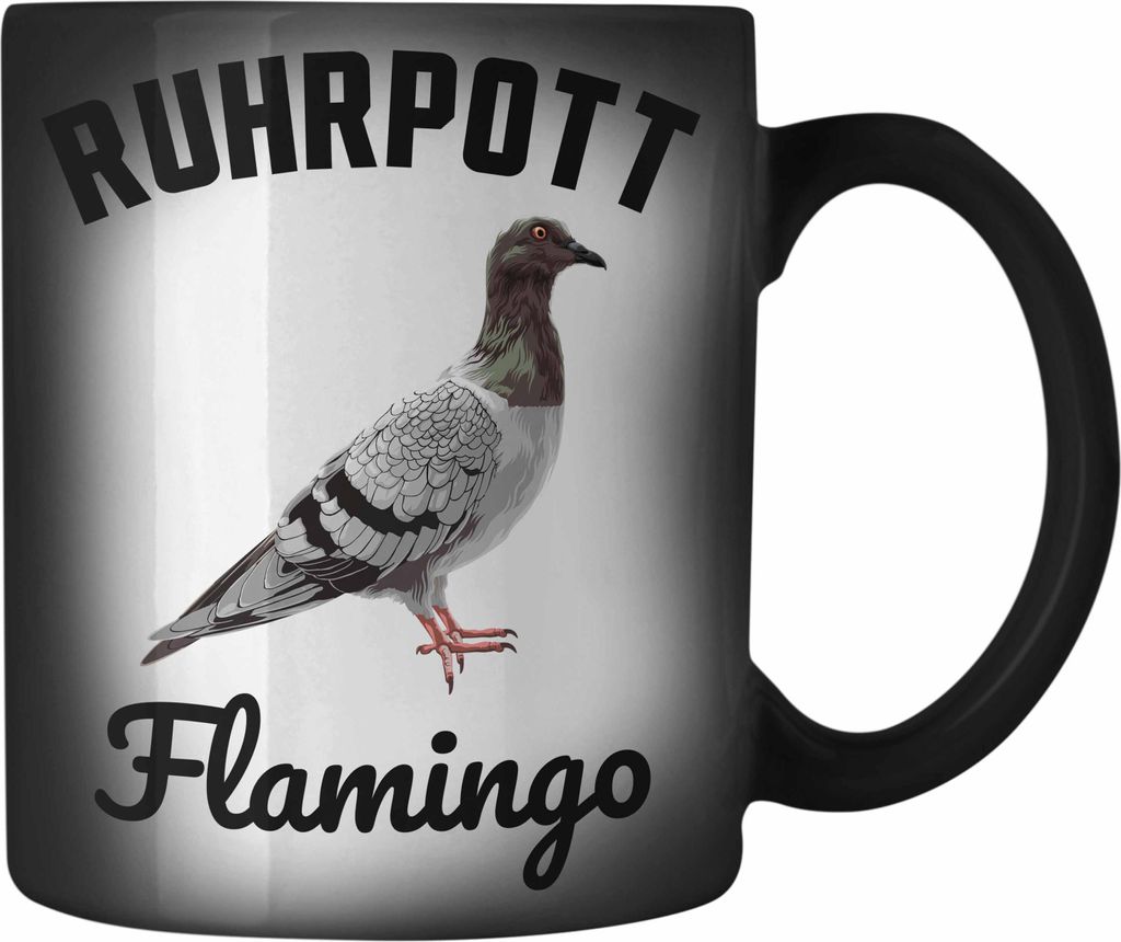 Trendation - Taubenzüchter Geschenk Zaubenzucht Zubehör Tauben Farbwechsel Zauber-Tasse Lustiger Spruch Taubenflüsterer Becher Ruhrpott Flamingo...