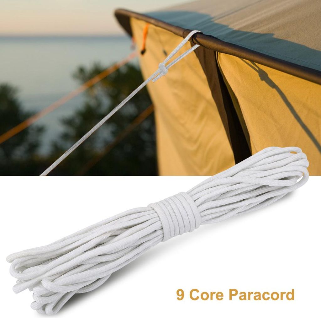 Leuchtendes Paracord-Schnur-Lanyard, 9 Kerne, Outdoor-Überleben, im Dunkeln leuchtendes Fallschirmseil, Weiß