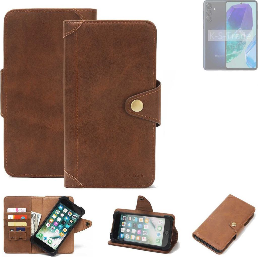K-S-Trade Handyhülle kompatibel mit Samsung Galaxy M55 5G Schutz Hülle Walletcase Bookstyle Tasche Case Handytasche Wallet Flipcase Cover Polyure...