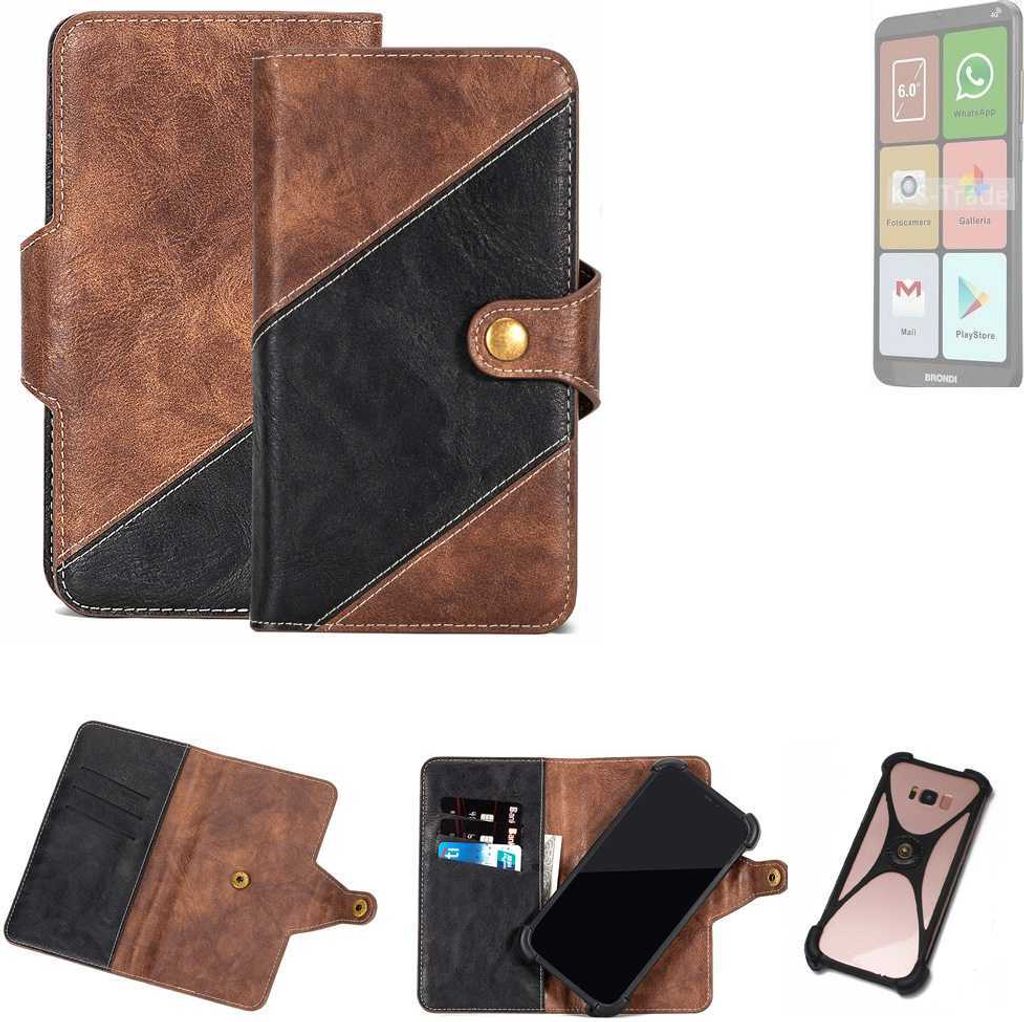K-S-Trade Handyhülle Schutzhülle Bookstyle Case kompatibel mit Brondi Amico Smartphone XL Nero Klapphülle Cover Hülle Schutztasche 1x