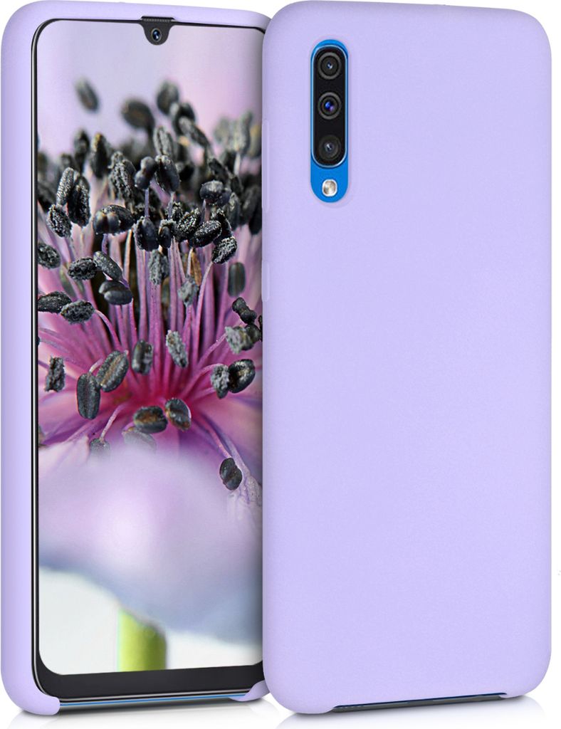 kwmobile Hülle kompatibel mit Samsung Galaxy A50 Hülle - Silikon Handy Case - Handyhülle weiche Oberfläche - kabelloses Laden - Lavendel