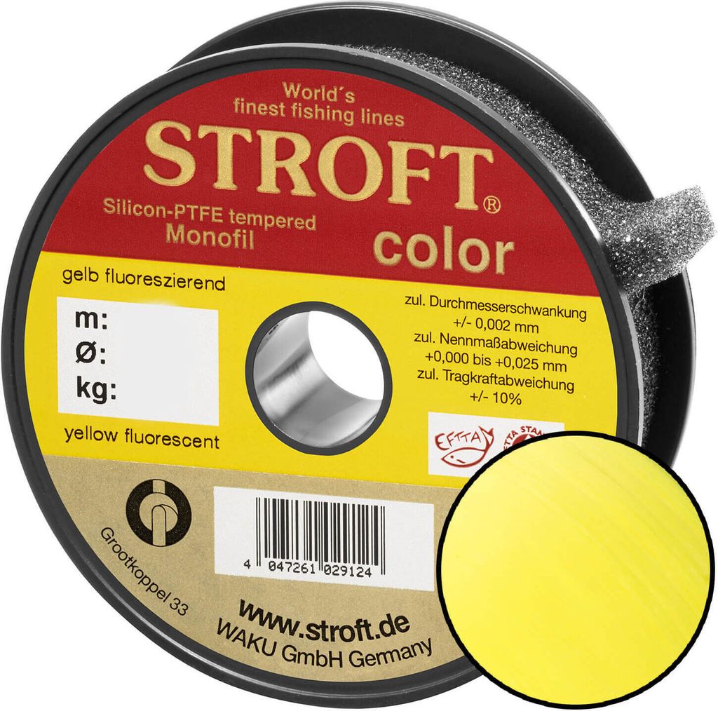 STROFT Color Monofile Angelschnur Gelb Fluo 0,50mm 19,0kg 50m