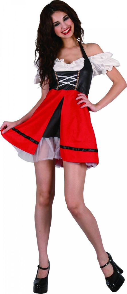y bavorský kostým dirndl pro ženy černo-bílo-červený Small Obrázek produktu 