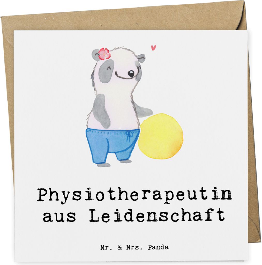 Mr. & Mrs. Panda faltkarte Physiotherapeutin Leidenschaft - Weiß - Geschenk, anlasskarte, Grußkarte, doppelkarte, Glückwunschkarte, Klappkarte