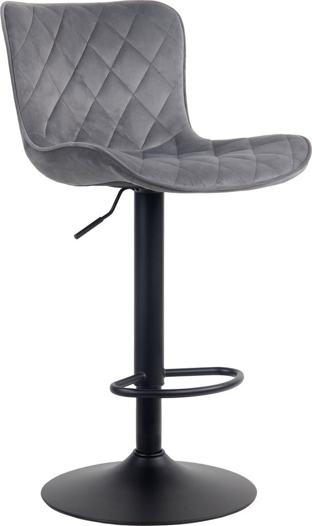 Barhocker BOZON - Samt Dunkelgrau 48x54x83 cm | Barstuhl Höhenverstellbar Mit Lehne Drehbar Tresenhocker Tresenstuhl Kneipenhocker Kneipenstuhl