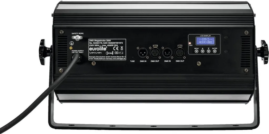 Stroboscope de scène DMX EUROLITE Megastrobe 3000 puissant à tube xénon