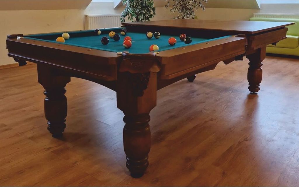 Casa Padrino Luxus Barock Pool Billardtisch / Esstisch 7ft Braun / Grün