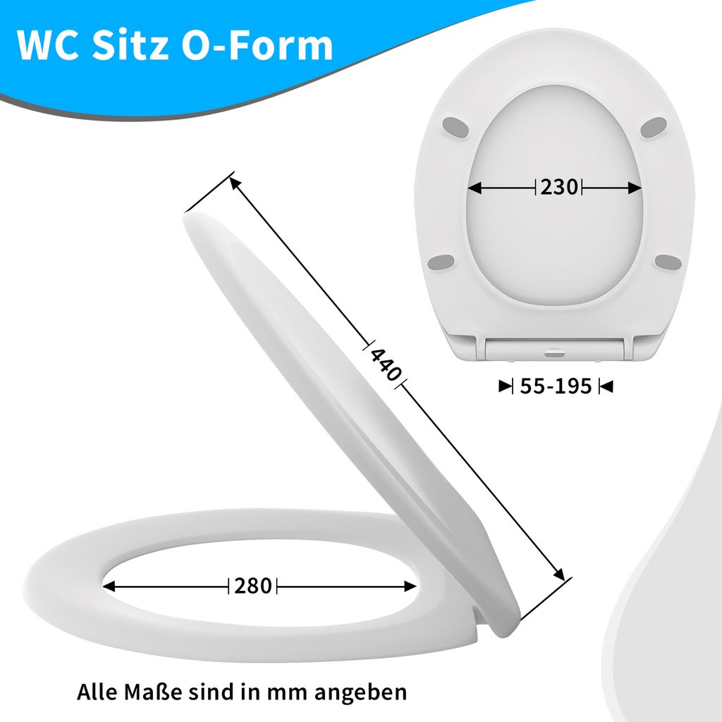 WC-Sitz mit Absenkautomatik O Form Toilettendeckel Produktbild 2