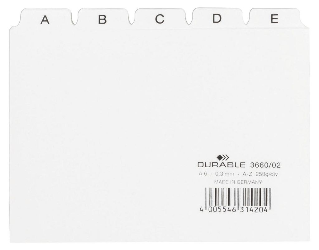 DURABLE Leitregister A - Z A6 quer 1 Stück weiß Obrázok produktu 