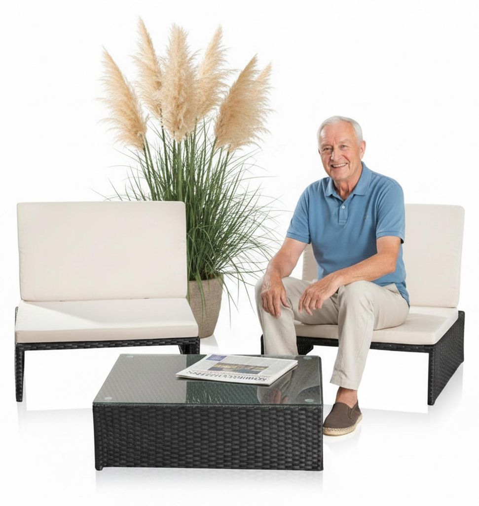Mucola Salon de jardin en poly rotin 2 fauteuils et table Image du produit 