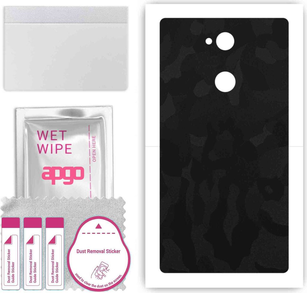 apgo Rückseite Schutzfolie, Skin, kompatibel mit Sony Xperia L2, Hinten Displayschutzfolie aus Vinylfolie, kratzfest, einfache Montage - Schwarzes...