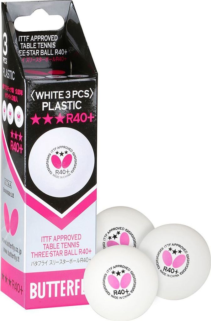 3 Butterfly Tischtennisbälle 3 Sterne R40+ TT-Plastikbälle Produktbild 