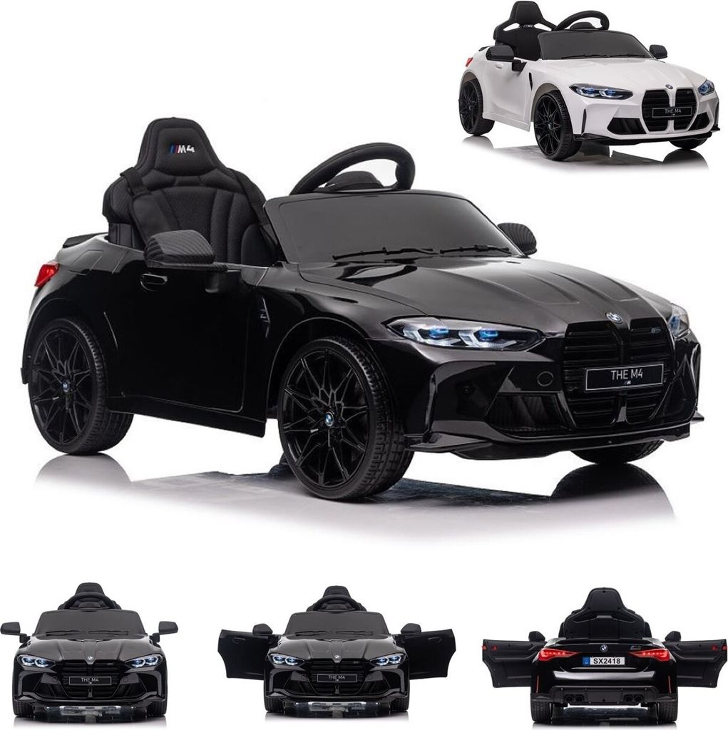 ES-Toys Kinder Elektroauto BMW M4 lizenziert 12V7A Akku 2 Motoren EVA-Reifen MP3 schwarz