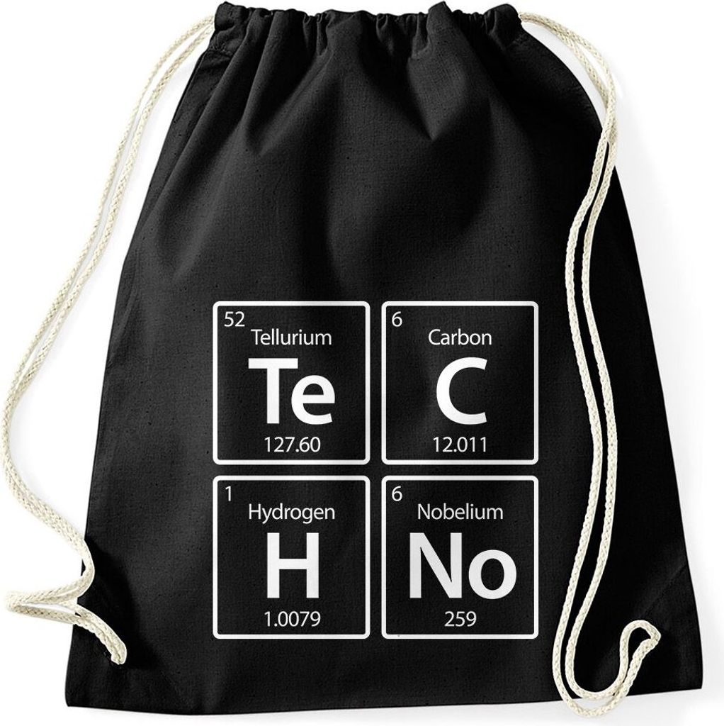 Turnbeutel Techno Periodensystem chemische Elemente Feiern Party Rave Moonworks schwarz unisize