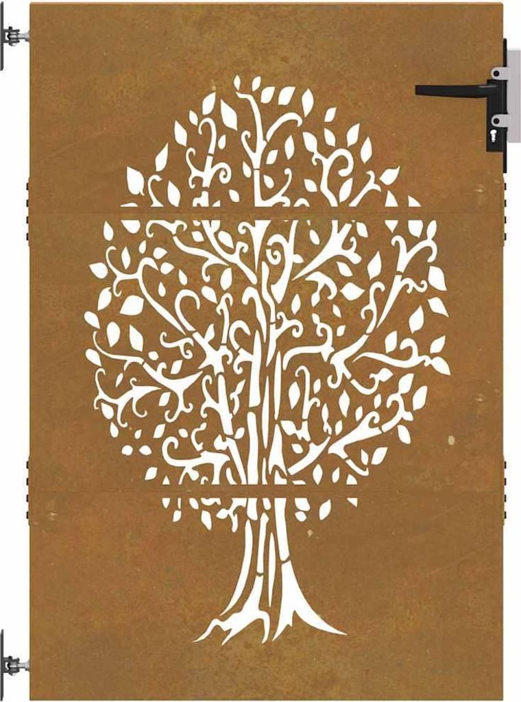 vidaXL Gartentor 85x150 cm Cortenstahl Baum-Design