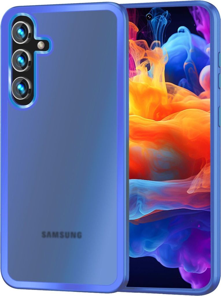 NALIA Matte Hybrid Schutzhülle für Samsung Galaxy S24 Plus Hülle, Semi-Transparente Harte Rückseite & Fallschutz-Rahmen Hellblau