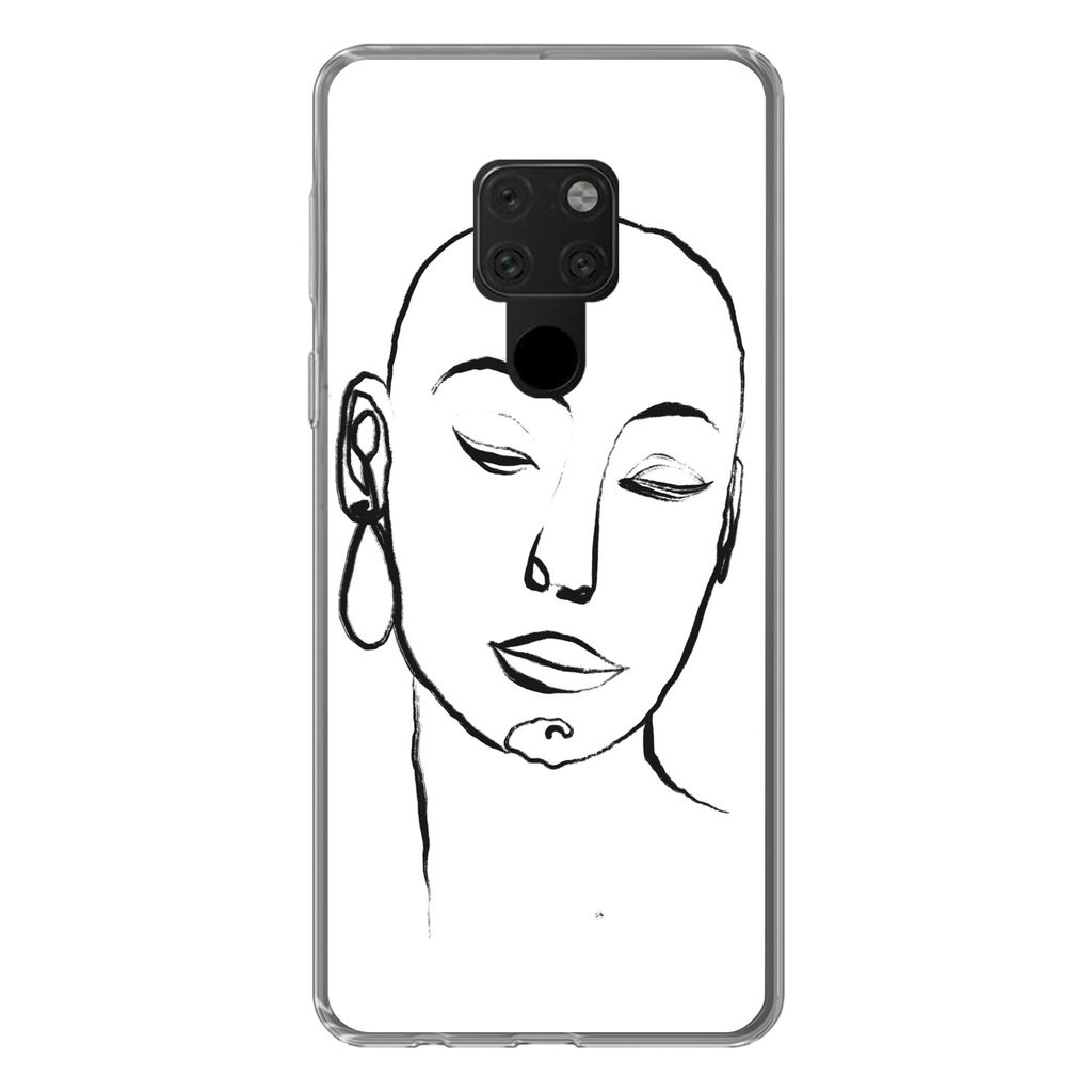 MuchoWow Handyhülle Schutzhülle Hülle für Huawei P40 Lite Frau - Gesicht - Porträt Silikon Softcase Handy Hülle - Handy