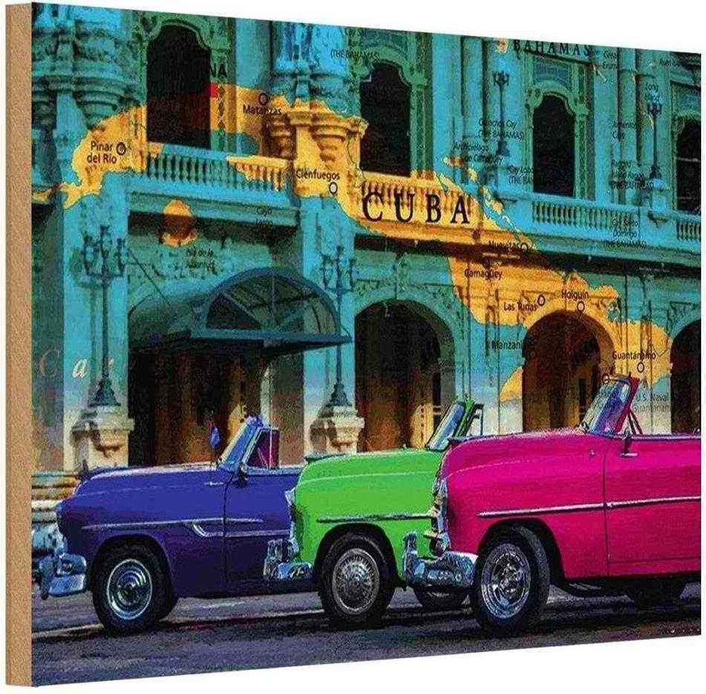 vianmo Holzschild 20x30 cm Cuba Karte 3 Autos Auto Garage Produktbild 
