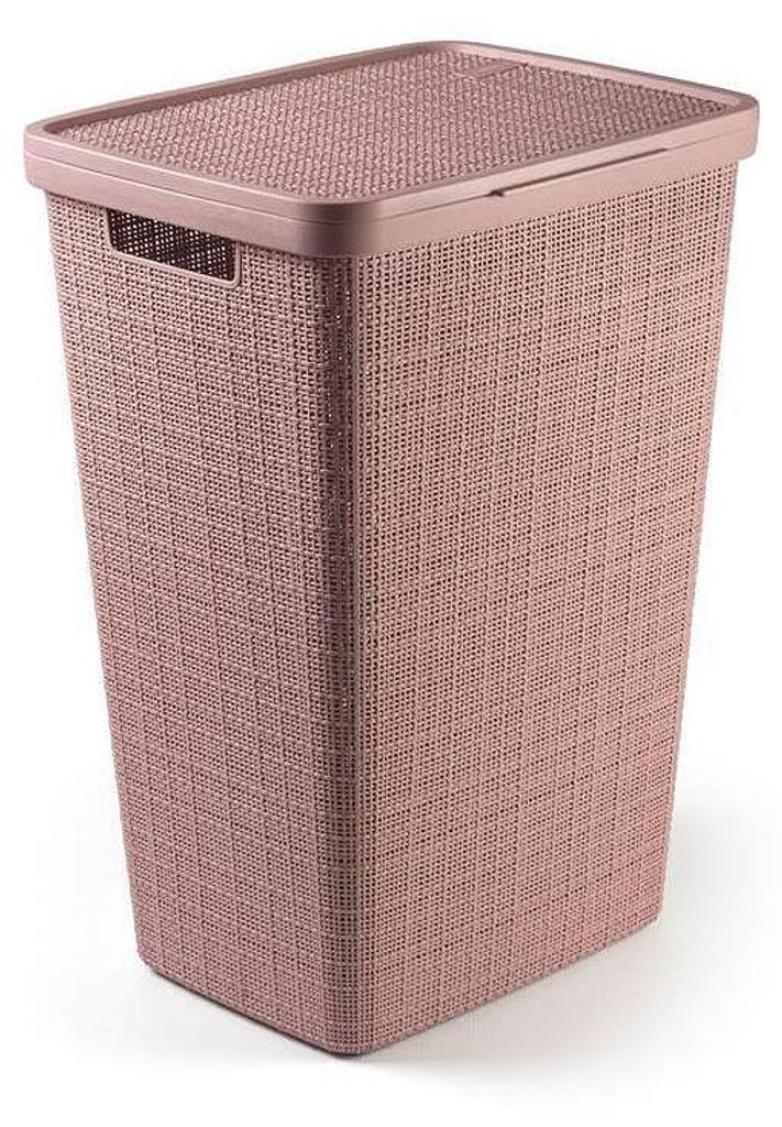 Curver Jute 58L Wäschekorb mit Deckel rosa