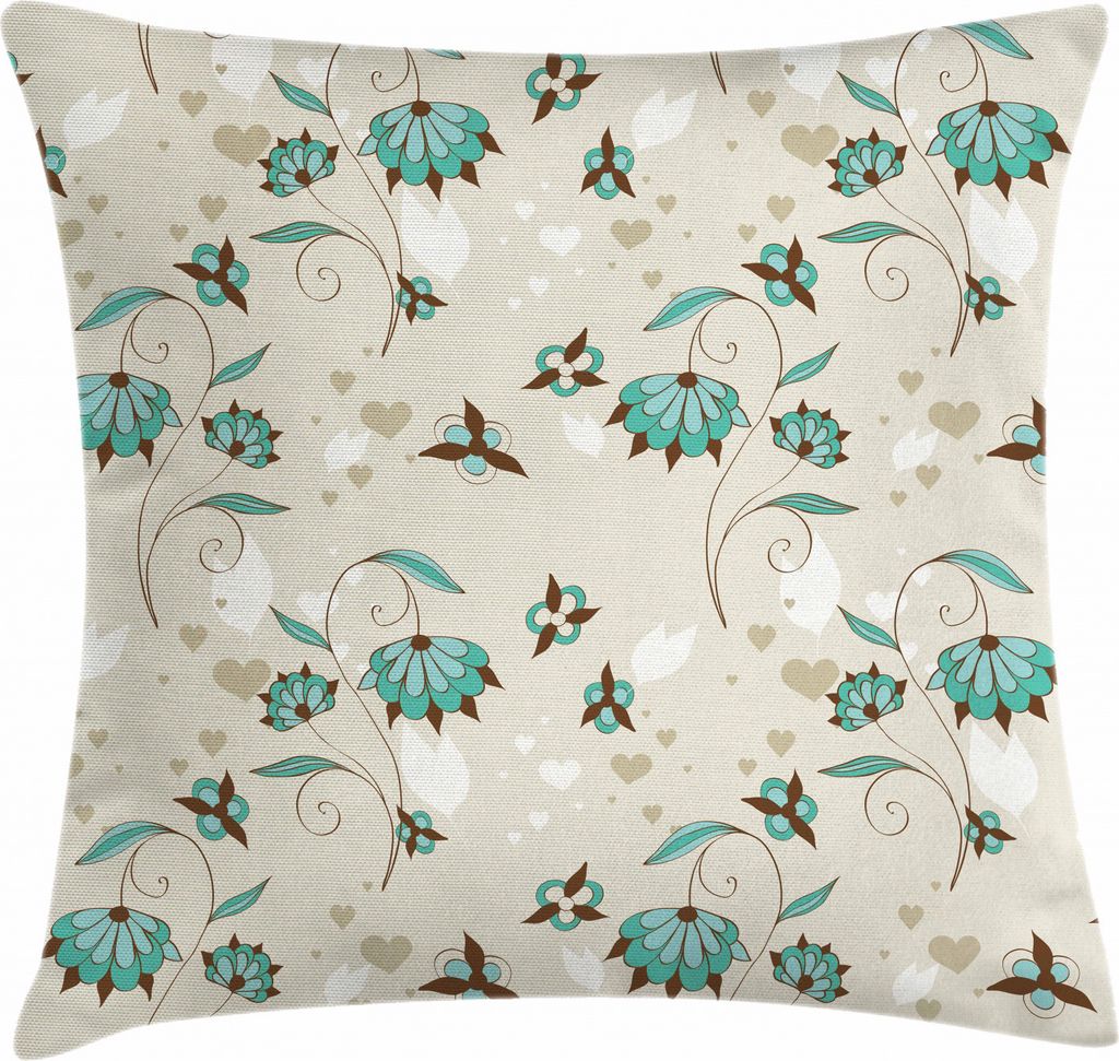 ABAKUHAUS Blumen Kissenbezug, Romantisch Little Hearts, Wasser und Schmutz resistent Waschbar Beidseitiger Druck mit Reißverschluß, 60 x 60 cm, T...
