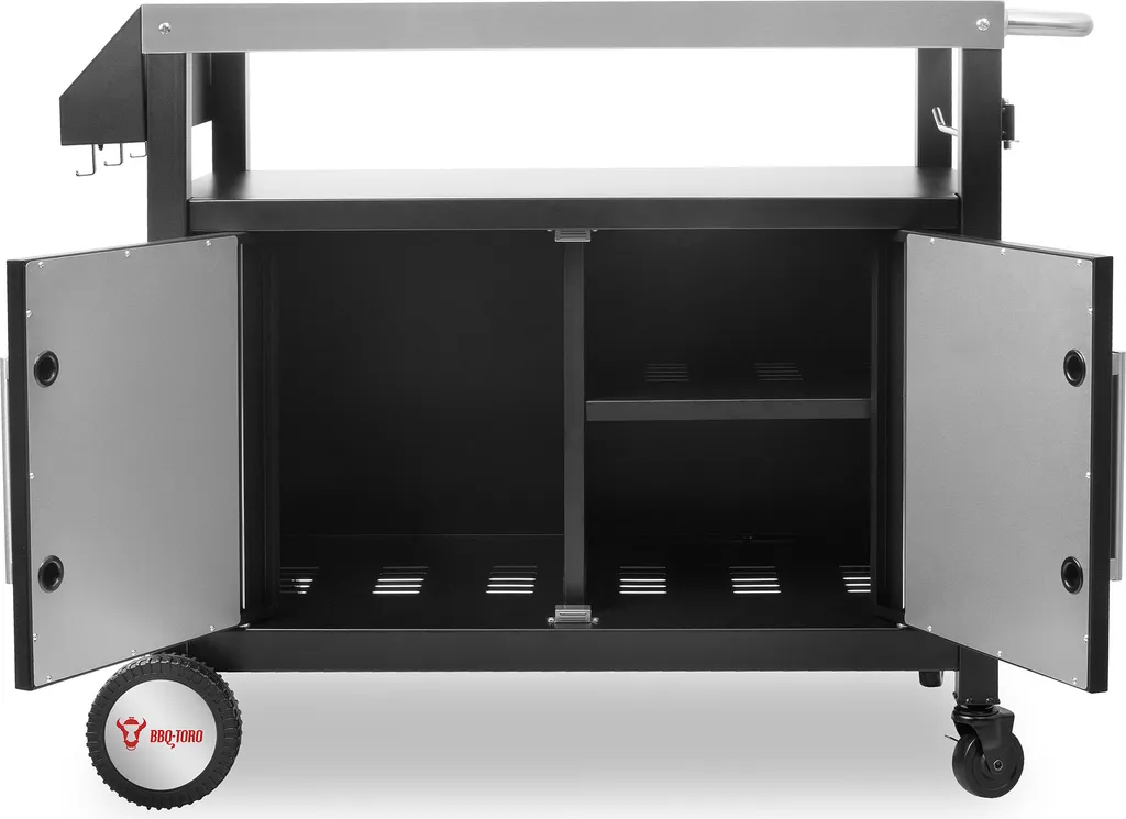 Table de Barbecue avec Grand Plan de Travail Argent et Noir BBQ-Toro