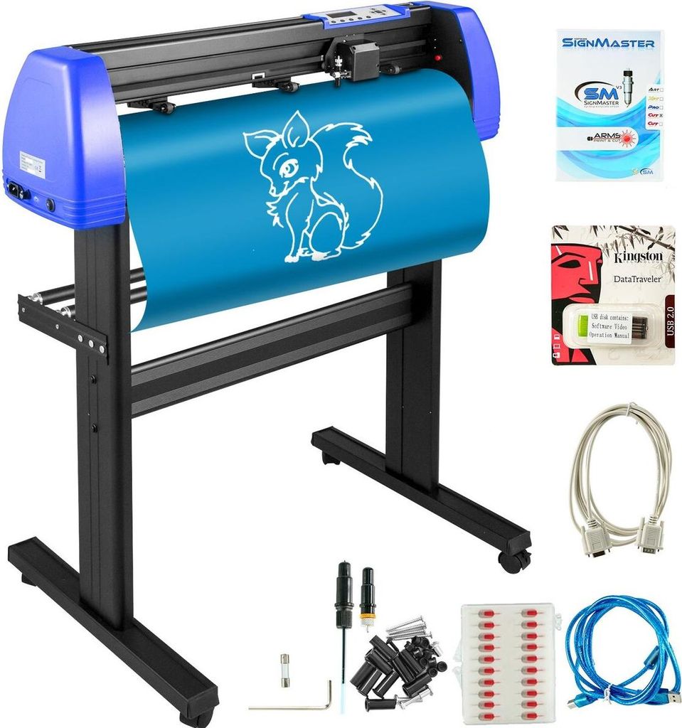Vinyl Cutter 870mm Vinyl Cutter Machine Maximum Paper Feed 34inch Vinyl Plotter Cutter Machine with Sturdy Floor Stand Adjustable Force and Speed f...