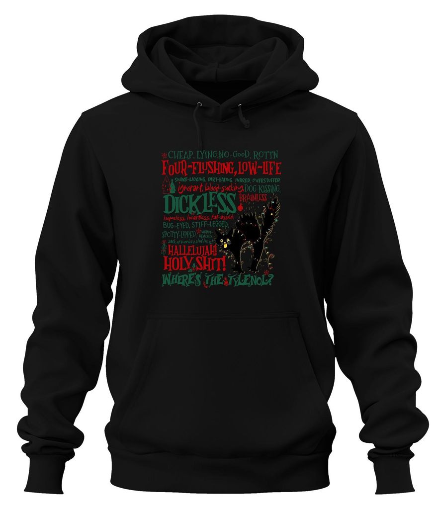 Hallelujah Holy Shit Where's the Tylenol Christmas Cat Griswold Uni Hoodie Kapuzenpullover, Schwarz, XXL