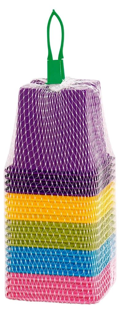 20 quadratische Kunststofftöpfe 8 cm, 5 verschiedene Farben