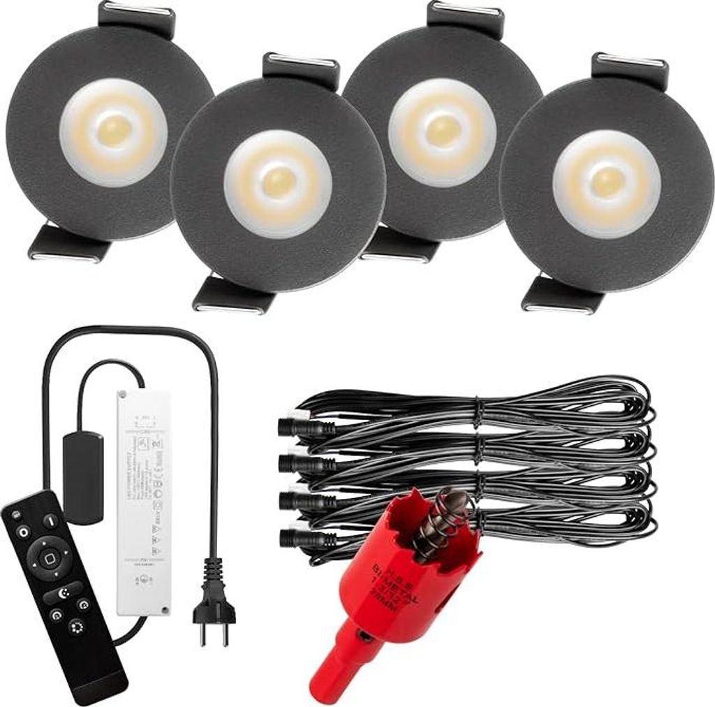 S-Polylight PREMIUM Mini LED- Einbauspots Kaltweiß 6.000K, DIMMBAR, IP65, FUNK 3W LED Einbaustrahler Terrassenüberdachung, Terrassenbeleuchtung, ...