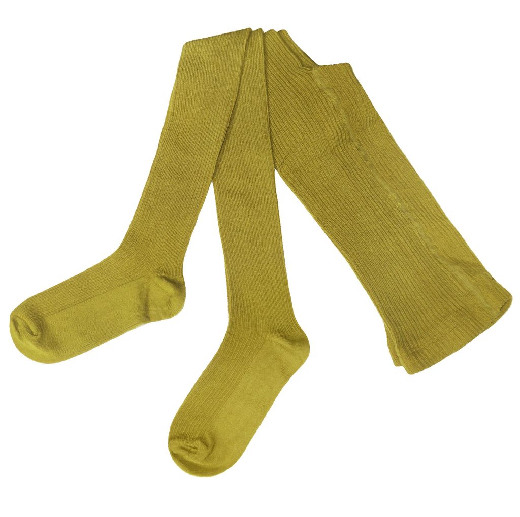 Damen Strumpfhosen aus Baumwolle 2:2 Rippe Senf Größe 42-44