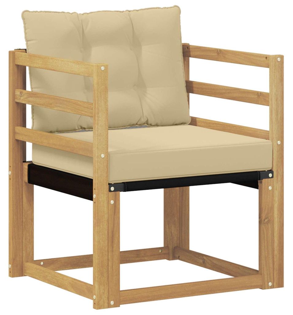 “2026 Modern“ Braun Outdoor-Sofa Massives Akazienholz und Textilene Weiß - Designermöbel 60521 - Gartensofas