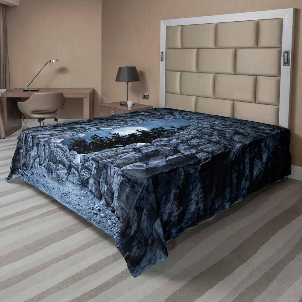 Drap de dessus style gothique médiéval décoratif bleu gris 244x205 cm