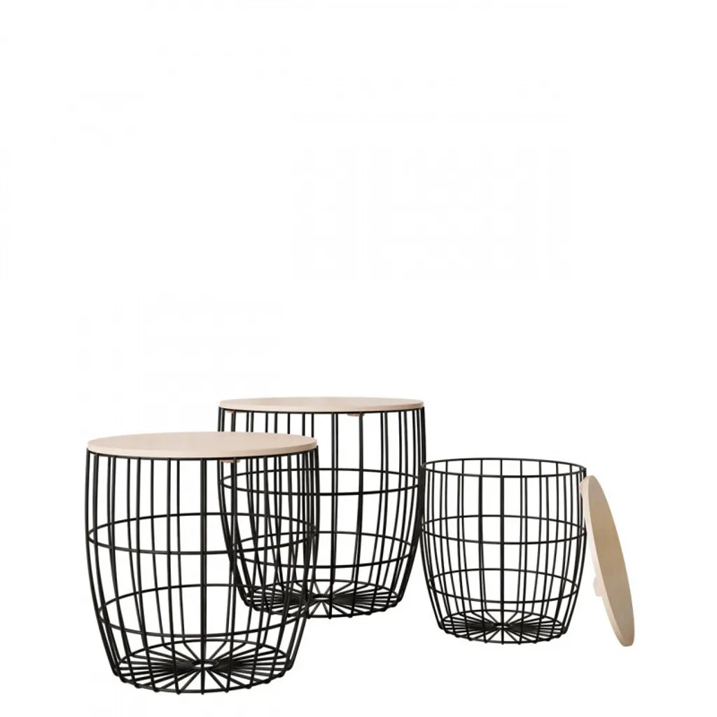 Ensemble de 3 tables basses BASIC noir et marron pour salon moderne - 2