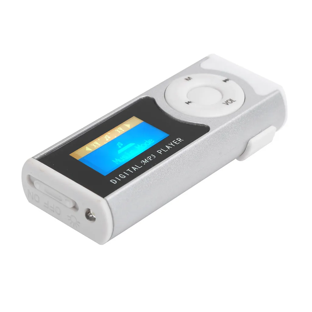 Mini Lettore Musicale MP3 LCD Argento con Torcia LED e Clip - 6