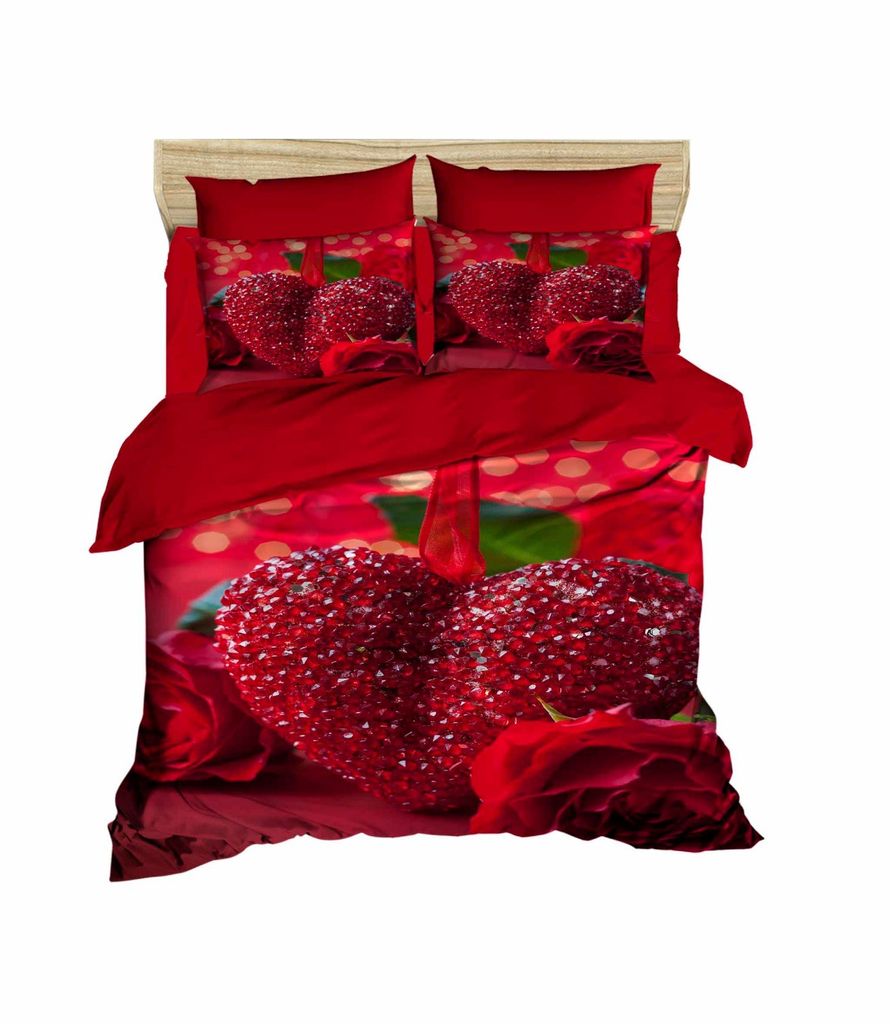 L'Essentiel Linge de Maison, 191, King-Size-Bettbezug-Set (FR), 100 % POLYESTER-MICROSATIN, Rot, 240 x 220 cm