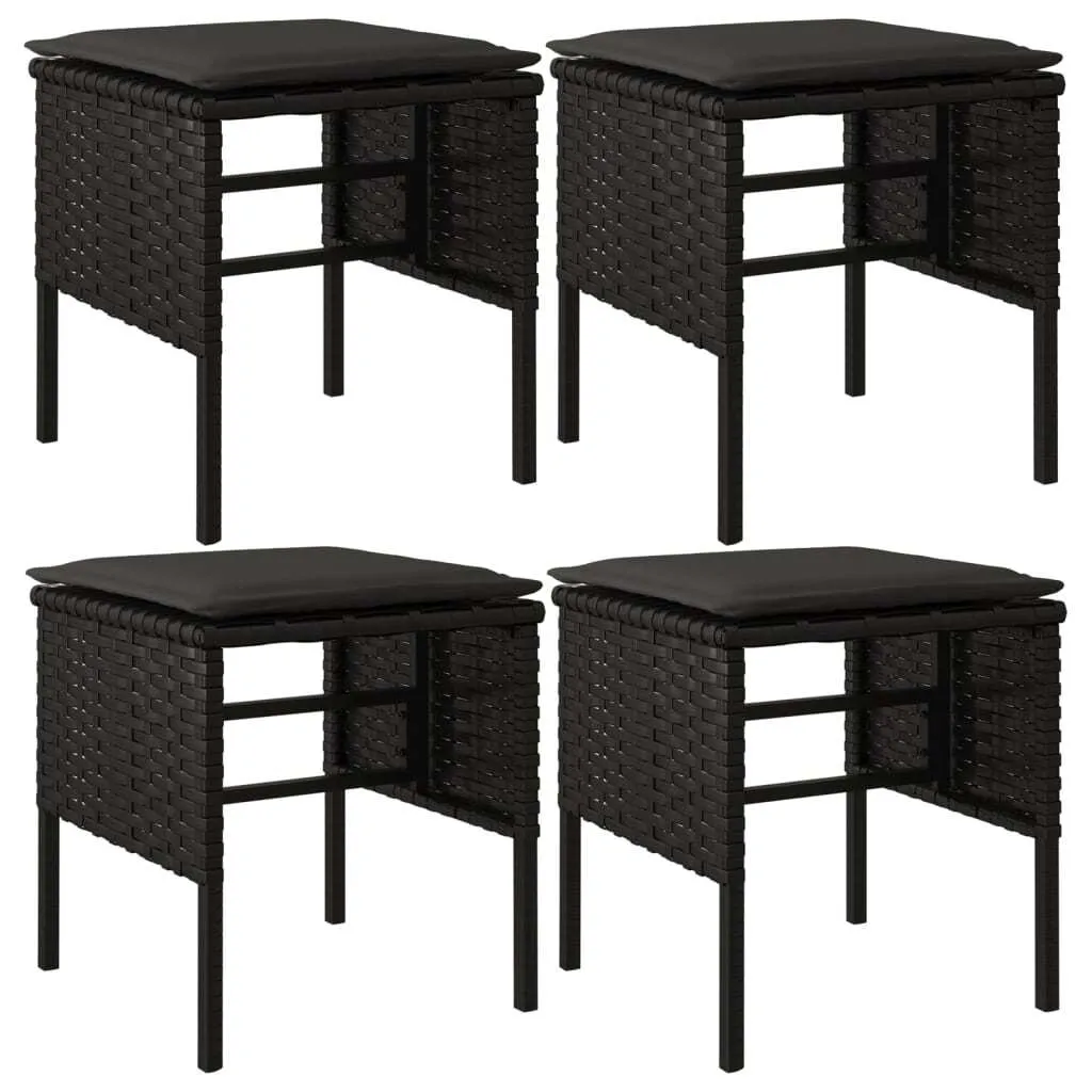 Eleganza SYFAX™: Set 4 Poggiapiedi Luxury in Polyrattan Nero e Cuscini