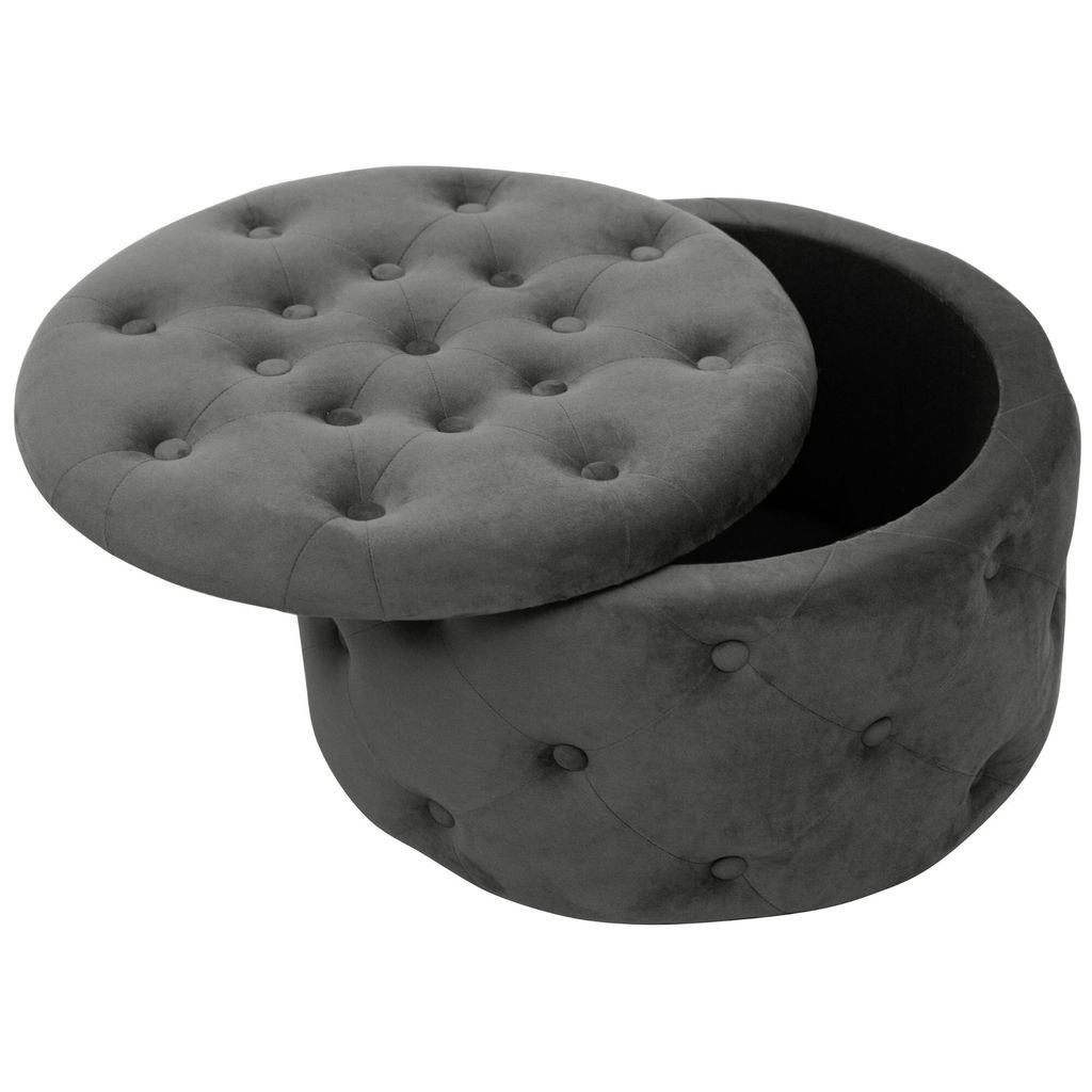 Pouf AKORD ALIA aus Samtstoff mit Stauraum in Graphitgrau Produktbild 2