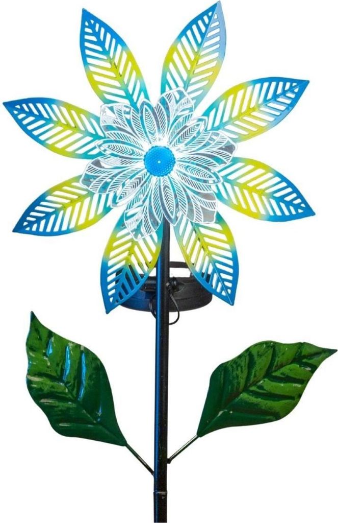 Gartenstecker Blüte blau H. 108cm mit Solarlicht aus Metall Formano S26