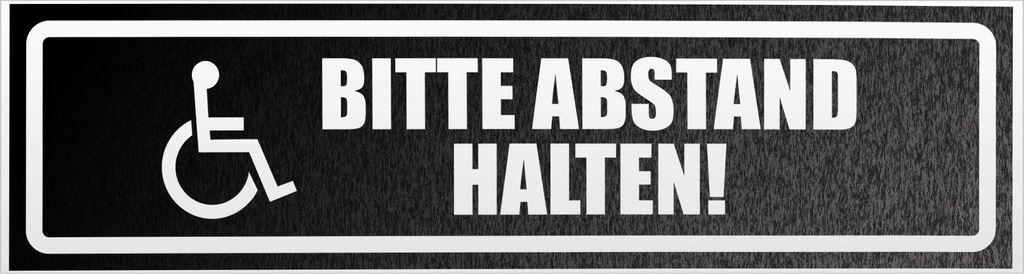 Bitte Abstand halten! Motiv 1 invertiert Magnetschild Schild magnetisch - 30cm Schwarz - reflektierend - Magnetfolie für Auto PKW Kfz